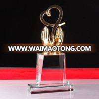 Manufacture custom metal 3d trophy metal heart shaped award trophy