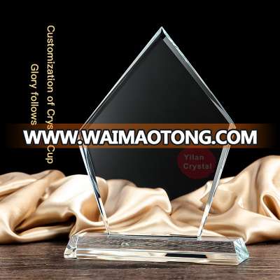 Wholesale Customize Octagon Shape Jade Glass Award Trophy With Clear Base For Exotic Style Presentation Souvenirs