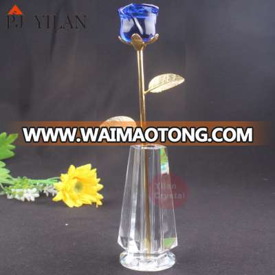 Free Shipping New Fashion Beautiful Crystal Glass Flowers For Valentine Day Gift