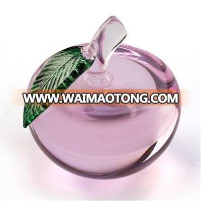 Free Shipping Purple Engraved Crystal Apple Paperweight Crystal Craft For Valentine Day Present