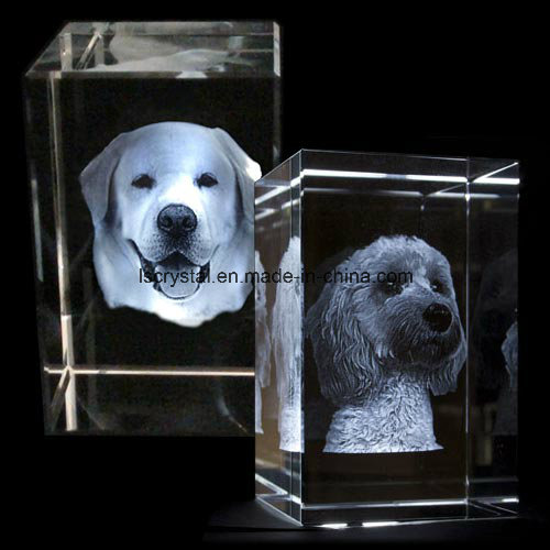 3D Laser Crystal Engraved Cube Block Craft for Souvenir